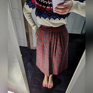 Vintage Plaid Pleated Skirt